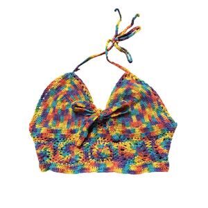Vintage Crochet Halter Top, Crop Top, Cottagecore, 1960-70s inspired
